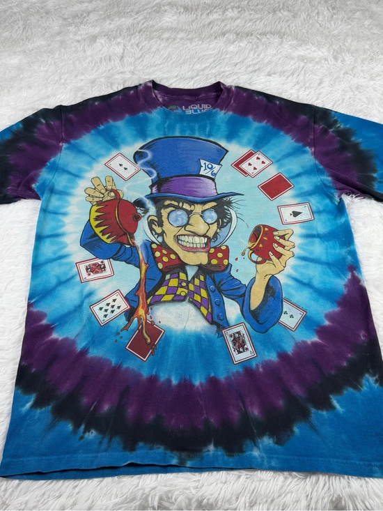 Liquid Blue Other - Liquid Blue Blue & Purple Tie-Dye Magician Graphic Tee Alice in Wonderland 2003